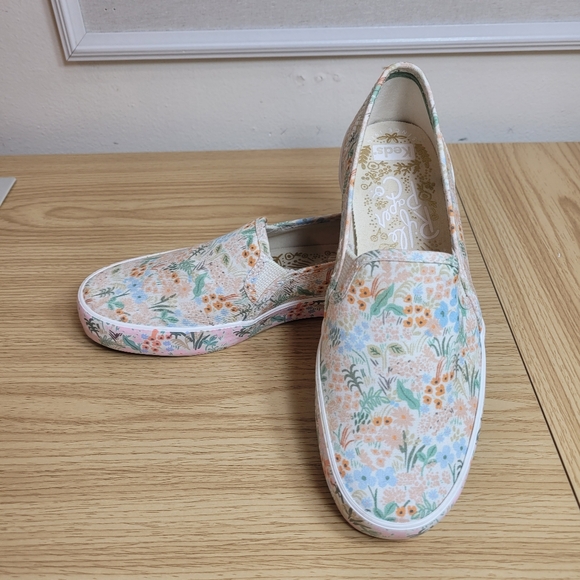 Keds Women's Rifle Paper Co. Double Decker Meadow Cream Sneakers, Pink Multi 8 - Picture 9 of 11